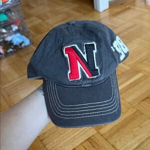 Northeastern 98’ Gray Baseball Cap with Red and Black 'N' Patch